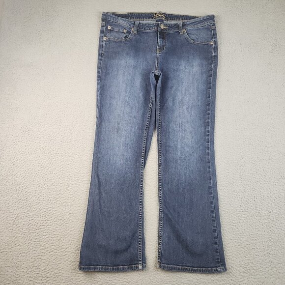 Y2K Bootcut Jeans Womens Plus Size 32x31 Vanity Low Rise Cotton Blend Blue Denim - Picture 1 of 12